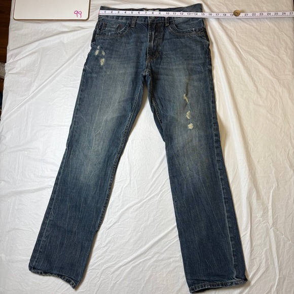 Aeropostale Essex Straight Leg Jeans Mens Size 29 32 Blue Distressed Denim - Picture 2 of 9